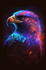 Photo abstract neon light eagle artwork design digital art wallpaper glowing space background  - generative ai