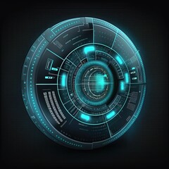 Futuristic technology concept. Circular hud element virtual reality of big data. cyber system security for technology business . generative ai