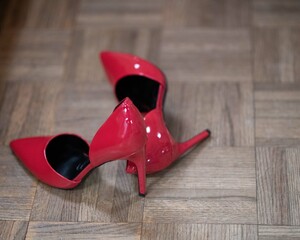 Red shoes on dance floor