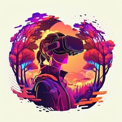 Metaverse Technology concepts. Teenager play VR virtual reality goggle and experiences of metaverse virtual world. Visualization and simulation, Gamer, AR, VR, Innovation of futuristic, Generative AI