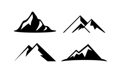 mountain set icon logo adventure on white background