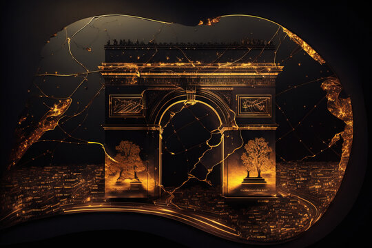 Arc de Triomphe, Generative AI, Illustration