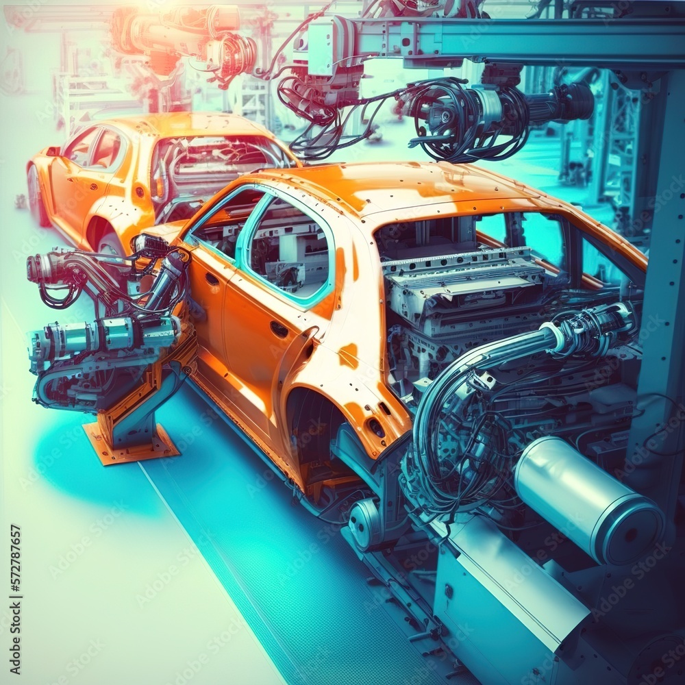 Poster automation robot arms machine in intelligent factory industrial on real time monitoring system softw