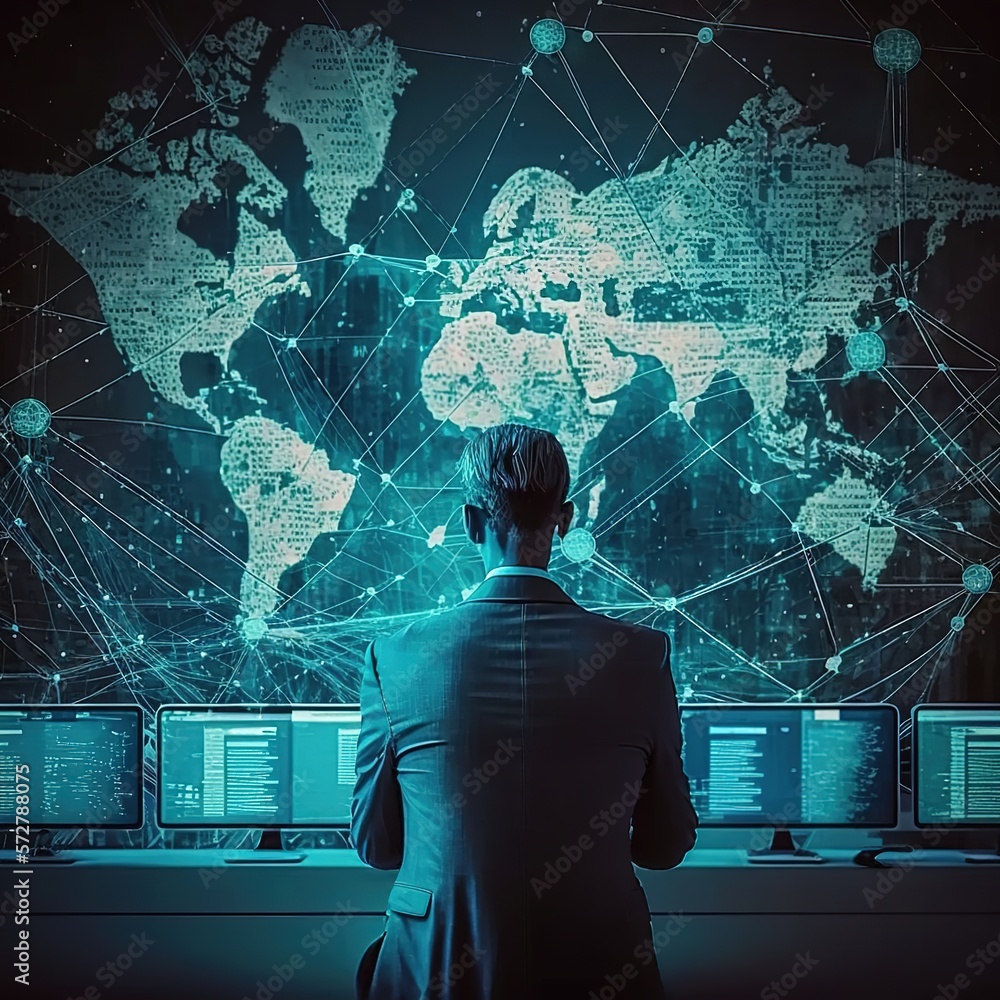 Poster communication technology for internet business. global world network and telecommunication on earth 
