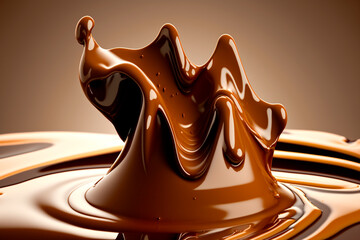 Illustration closeup of melted chocolate AI generated