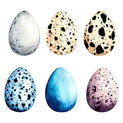 Watercolor clipart easter with colored eggs. Spring hand drawn illustration isolated on white background.