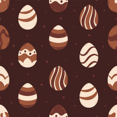 Chocolate eggs seamless pattern. Happy Easter. Easter sweets. Hand drawn vector illustration
