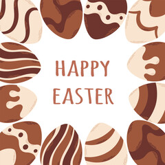 Happy Easter greeting card. Chocolate eggs. Easter sweets. Hand drawn vector illustration