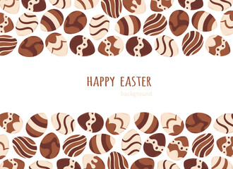 Happy Easter background. Chocolate eggs. Easter sweets. Hand drawn vector illustration