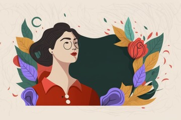 womens day banner flat copy space banner background - generative ai