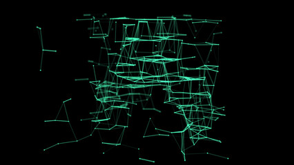 Network connection technology background. Abstract level structure with points and lines. Digital futuristic backdrop or wallpaper. Big data visualization. 3D rendering.