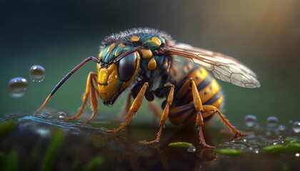 Macro photography of hornet. Generative AI
