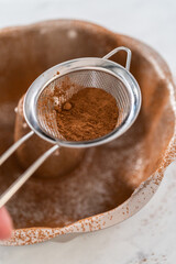 Gingerbread bundt cake with caramel filling