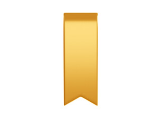 Golden ribbon banner 3d render illustration - simple text tag or label for sale and promotion message.