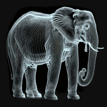 elephant x-ray style. X-ray of Raw whole elephant. Creative Art abstract. Created with Generative AI technology