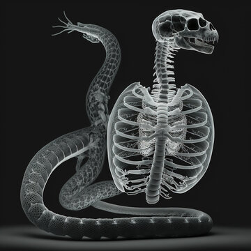 snake x-ray style. X-ray of Raw whole snake. Creative Art abstract. Created with Generative AI technology