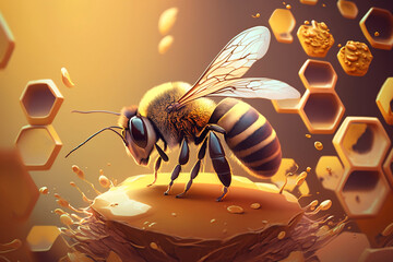 bee and honey, created with ai