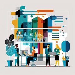 Illustration of an office - ai generative