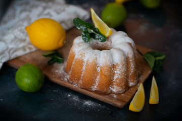 lemon cupcake on dark background