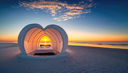 Fototapeta na wymiar beach bed for lovers