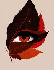 eyes of the girl with leaf