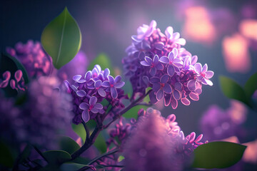 Lilac Flowers, Illustration, Generative AI