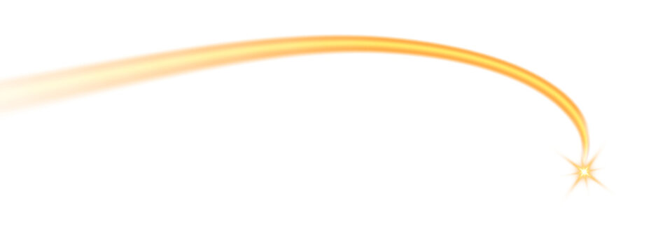 PNG golden sparkling falling star. Stardust trail. Cosmic glittering wave.	