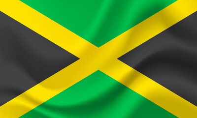 Jamaica flag. Symbol of Jamaica flag. Vector flag illustration. Colors and proportion correctly. Jamaica flag background. Jamaica banner. Symbol, icon.