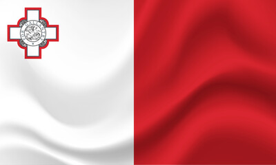 Malta flag. Symbol of Malta. Vector flag illustration. Colors and proportion correctly. Malta background. Malta banner. Symbol, icon. - obrazy, fototapety, plakaty