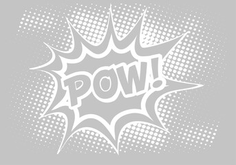 comic book POW! textured overlay in a neutral shade © AM