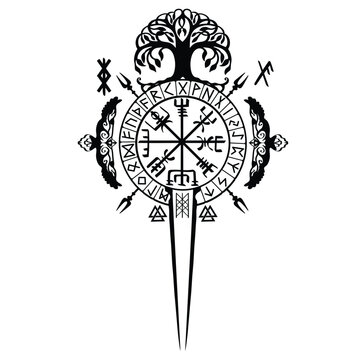 recommend clip art: Yggdrasil, the tree of life. Vikings symbol Odin,with futhark runes , YGGDRASIL PAGAN SYMBOLS AND NORSE RUNES	
                    