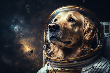 cachorro astronauta observando o universo no espaço 