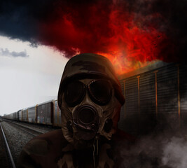 Toxic Train Derailment Burning