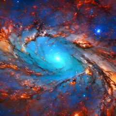 background space, blue and orange galaxy