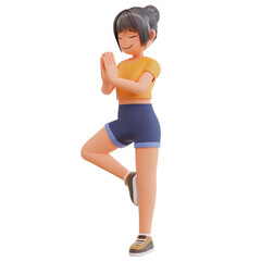 Sexy girls yoga pose 3d cartoon illustration