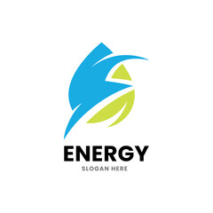 Modern Energy Logo, Lightning,water, Leaf Vector Icon.