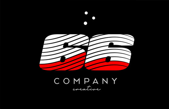 66 number logo with red white lines and dots. Corporate creative template design for business and company