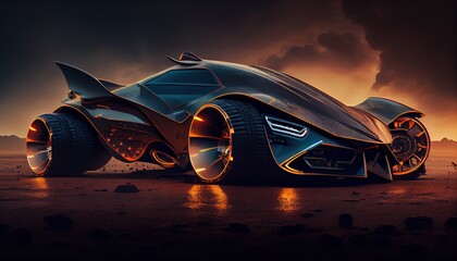 Fototapeta na wymiar futuristic design car on a black background. Generative AI