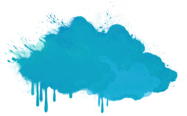 Blue watercolor splashes, watercolor cloud with splashes