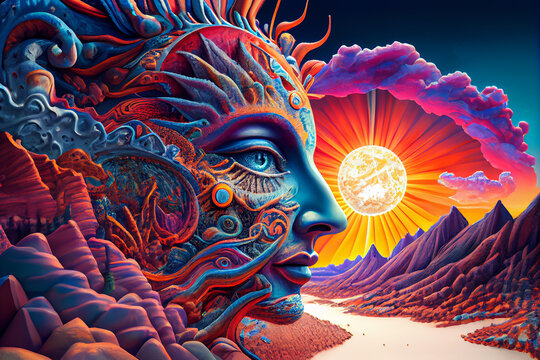 abstract world of psychedelics, lsd dmt trip  illustration Generative AI