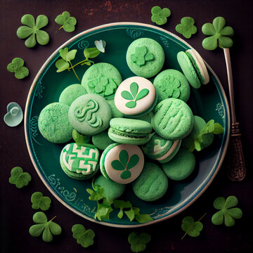 St. Patrick's Day Shamrock Macaron Cookies