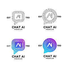 chat AI artificial intelligence Initial letter icon design logo