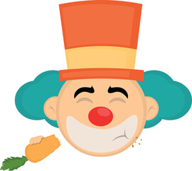 vector illustration face clown cartoon eating a carrot