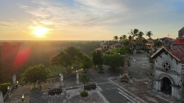 Pueblo paisaje altos de chavon rio altardecer despejado republica dominicana