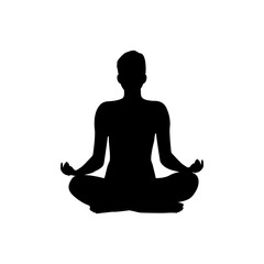 Silhouette of a person in the lotus position. Yoga meditation.