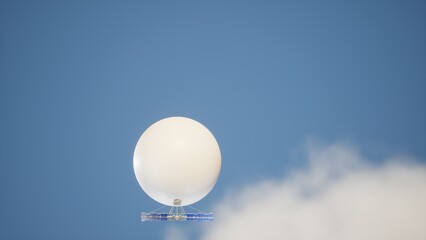 3d illustration render of concept spy balloon military equipment with camera on sky with clouds solar panels for news todays - obrazy, fototapety, plakaty