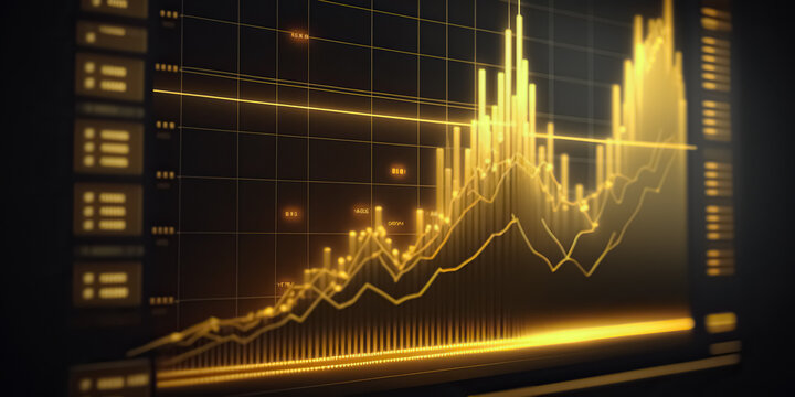 Stock market business graph chart. The concept of success and growth in business. Forex market, gold market and crude oil market. digital ai art	