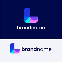 L Letter Overlapping Shape Logo Design