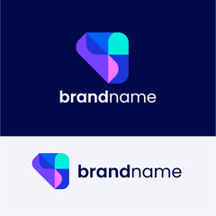 V Letter Overlapping Shape Logo Design