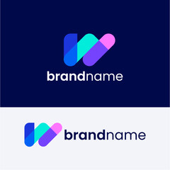 W Letter Overlapping Shape Logo Design